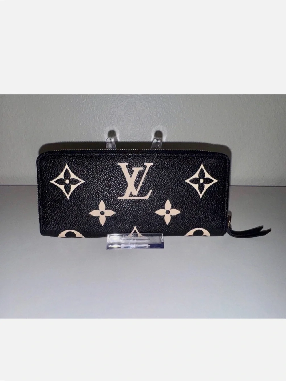 Louis Vuitton Bicolor Clemence Portefeuille Empriente Leather Black Long Wallet